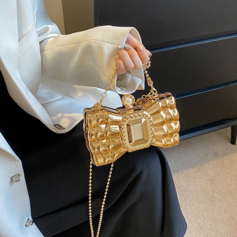 Luxury Gold Evening Bag With Bow - 2025 Trend